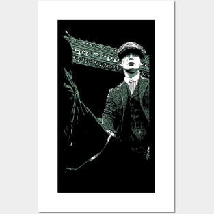 Thomas Shelby sits on his black horse with hat and suit as abstract comic graphic peaky blinders Posters and Art